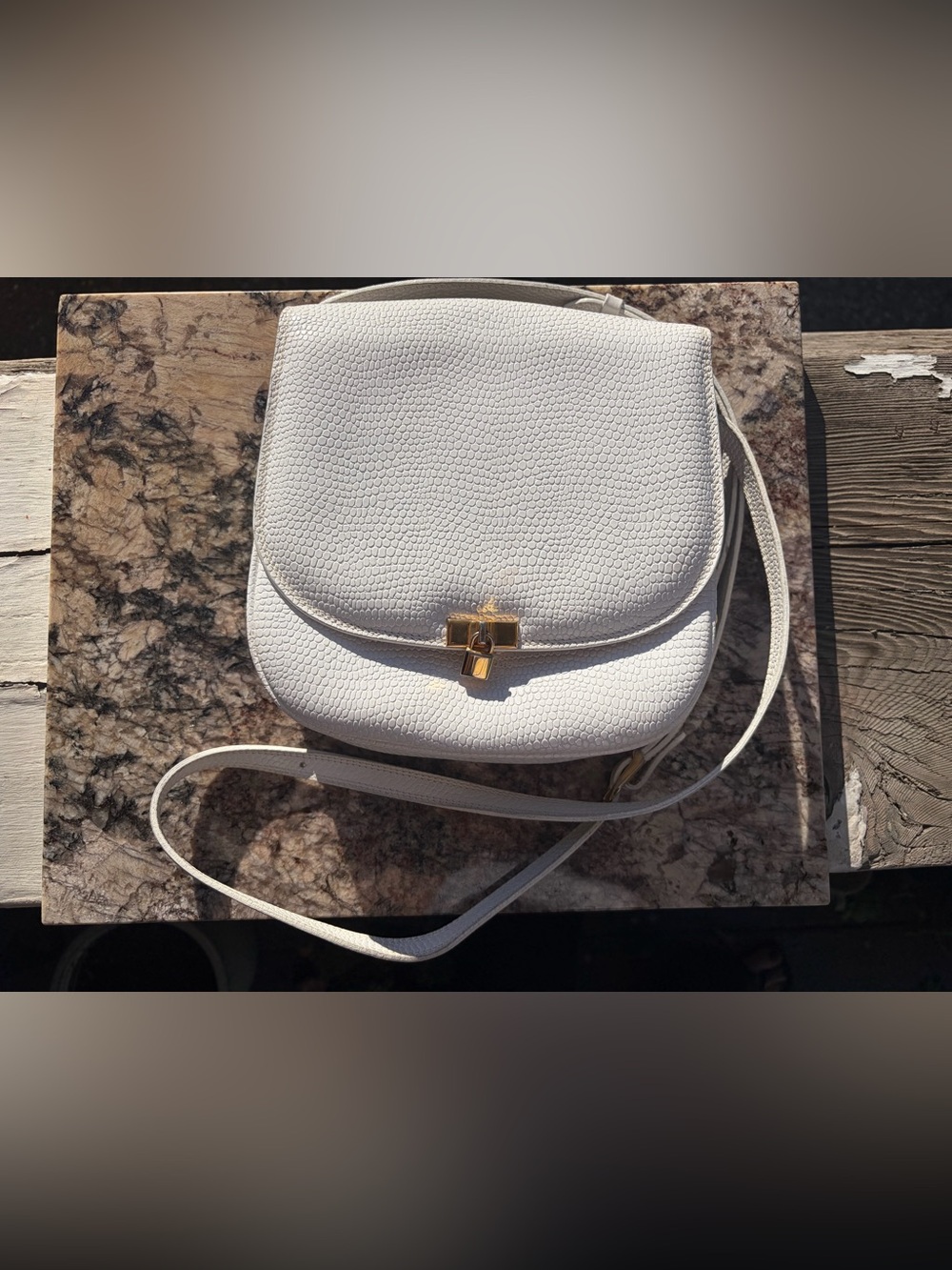 Vintage White Leather Saddle Bag especially made for Joh’s Stubben, Krefeld